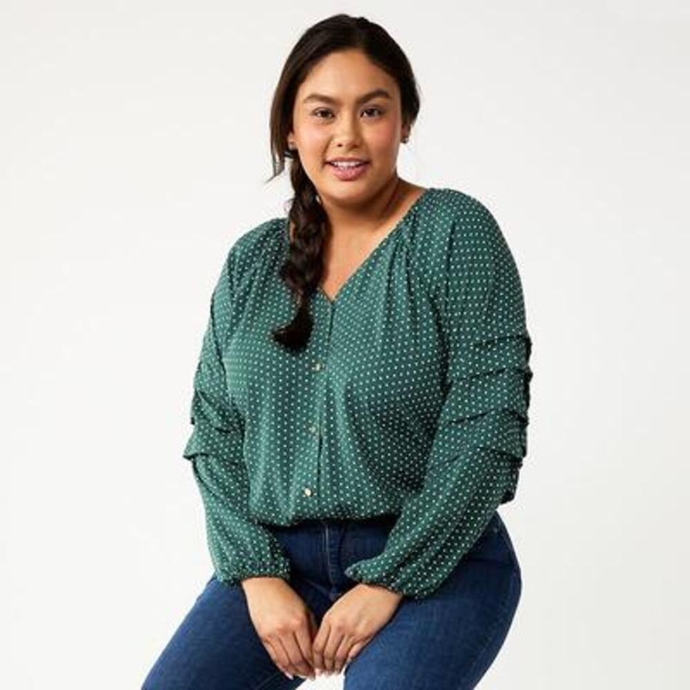 Plus Size DRAPER JAMES RSVP Three Quarter Sleeve Bodysuit Size 1X NWT